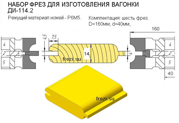 Комплект фрез на двухстороннюю вагонку