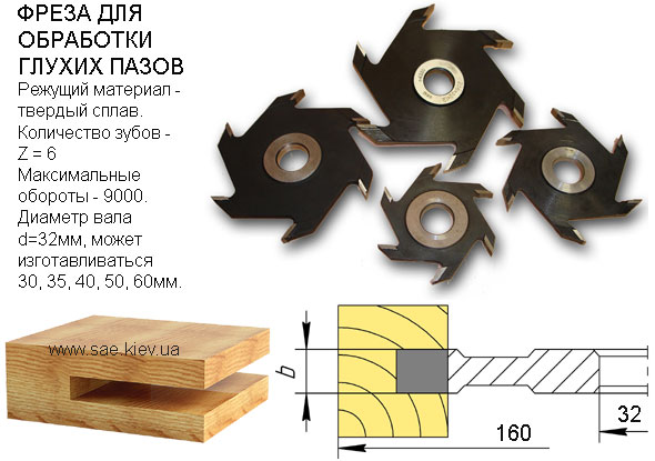 Фреза для глухих пазів 160.32.