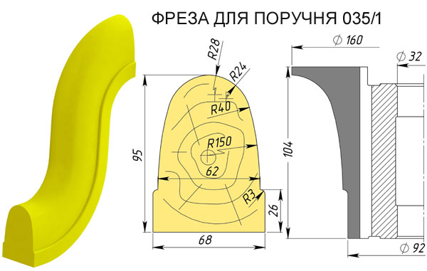 Поручень фреза обгонна