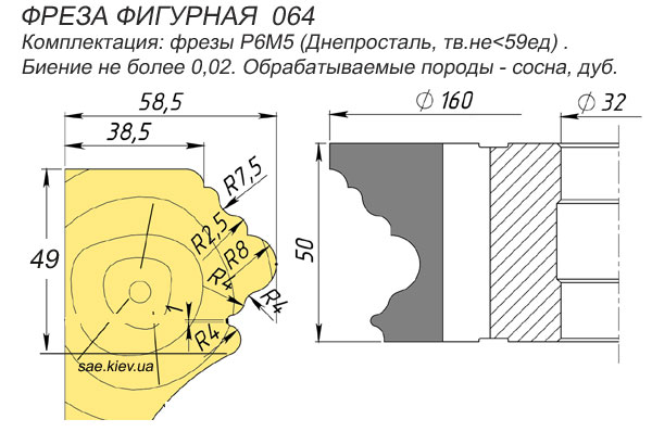 Комплект фрез для карниза