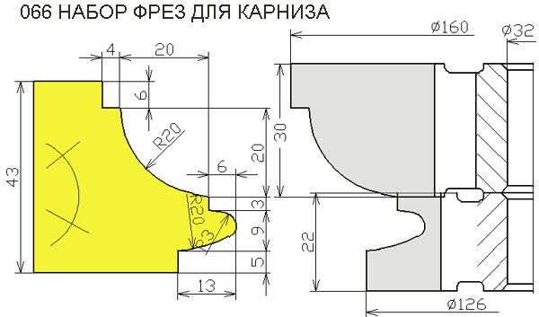 Набор фрез для карниза