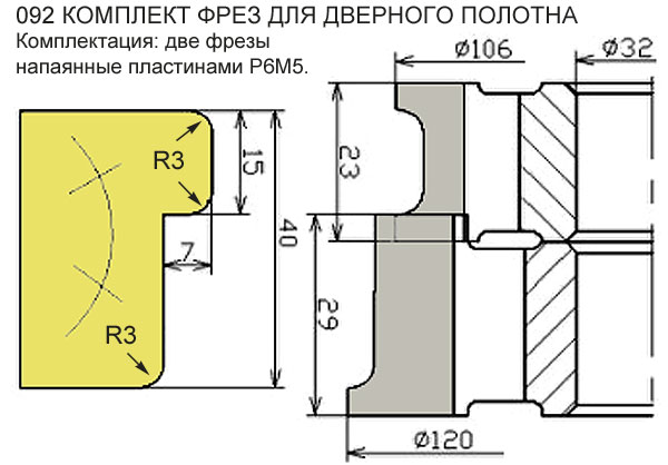 Комплект фрез для полотна дверей